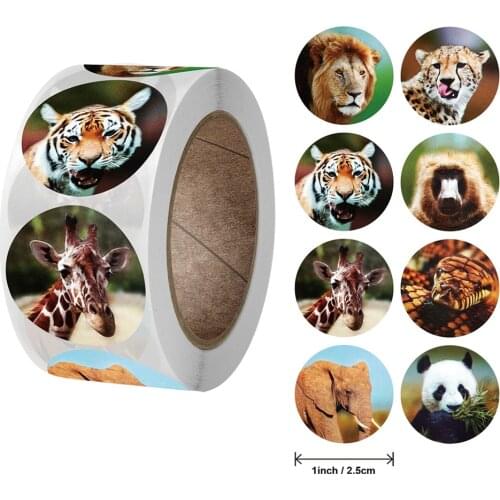 500pcs/roll Cartoon Animals Stickers Reward Skateboard Zoo Stickers Toys for Children Kids Laptop Stickers On Car Phone Notepad