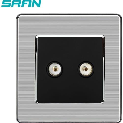 SRAN still wall double TV socket weak electricity class stainless steel Panel 86*86mm decoration accessories Household plug
