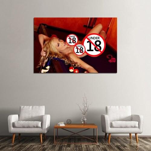 Wall Art Posters Sexy Girl on the Pool Table Photo Canvas Printed Paintings For Living Room Decor