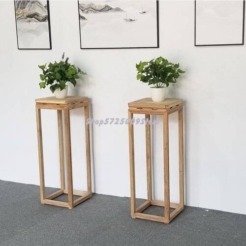 New Chinese solid wood flower pot stand simple floor-to-ceiling indoor living room balcony green radish shelf elm white stubble