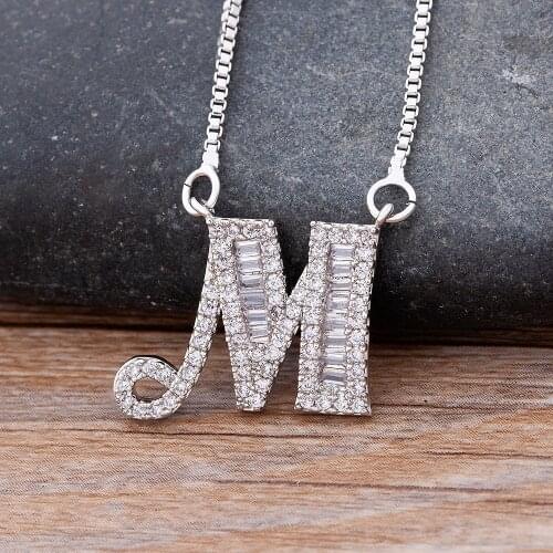 New Luxury Copper Zircon A-Z Alphabet Pendant Chain Necklace Hot Sale Punk Hip-Hop Style Fashion Woman Man Initial Name Jewelry