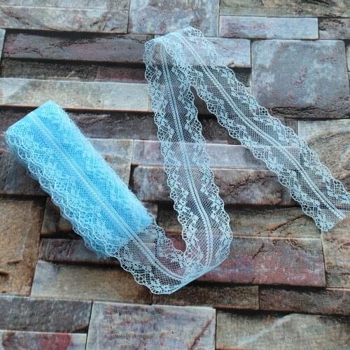 Wholesale 10 Yards 35 MM Width Sky Blue Bilateral Lace Ribbon For Sewing Decoration DIY jewelry Clothing Accessories