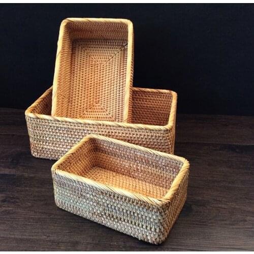 Hand-woven Rattan Basket Storage Box Baskets For Organizing Vegetable Fruit Storage Box Organizer Cestas De Almacenamiento De