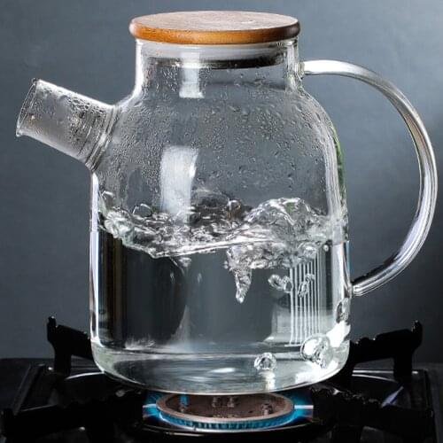 1.6L Transparent Borosilicate Glass Teapot Heat-Resistant Large Clear Tea Pot Flower Tea Set Coffee Pots Kettle Glass Water Jug