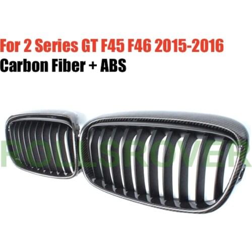 ROLLSROVER Carbon Fiber Front Bumper Grille Grill For 2 Series GT F45 F46 2015-2016 Single Strip Car Styling