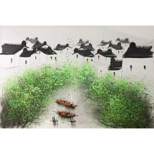 100% Hand Painted Modern Chinese Landscape Oil Painting on Canvas Abstract Canvas Painting Wall art Picture for Home Decoration