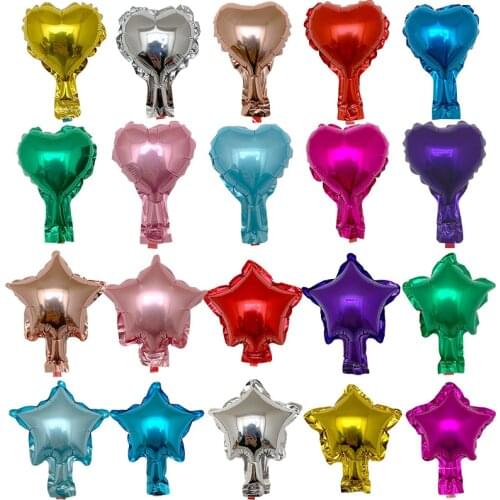 100pcs 5inch colorful heart star foil balloons birthday wedding party decoration Pure color helium ballons air globos suppies