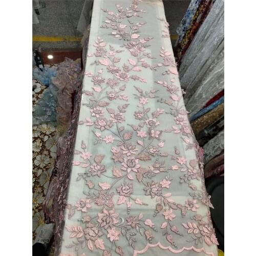 High-quality multi-color three-dimensional flower embroidery, French tulle lace, African lace fabric, suitable for ladies' fashi