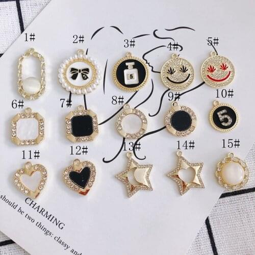 DIY jewelry accessories round square love heart-shaped five-pointed star inlaid zirconium jewelry pendant accessories