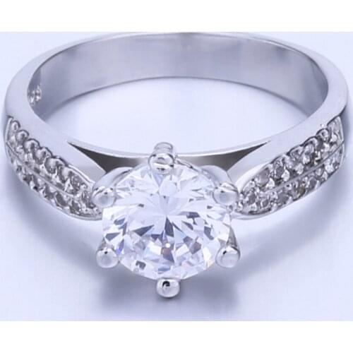 Classic Engagement Rings 6 Claws AAA White Cubic Zircon Rings for Women Wedding Band Silver Ring Jewelry bague femme argent 925