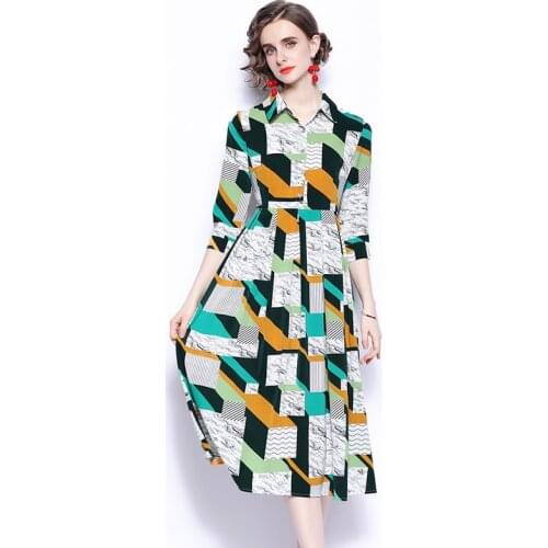 ZUOMAN Women Spring & Summer Elegant Dress Shirt High Quality Long Office Party Robe Femme Vintage Designer A-Line Vestidos