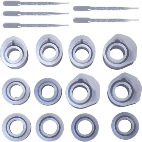 1 Set Epoxy Resin Kit Silicone Mold Ring Molds 3 Sizes Dropper DIY Jewelry Rings 16/16.6/17mm Handmade Accessories Casting Tools