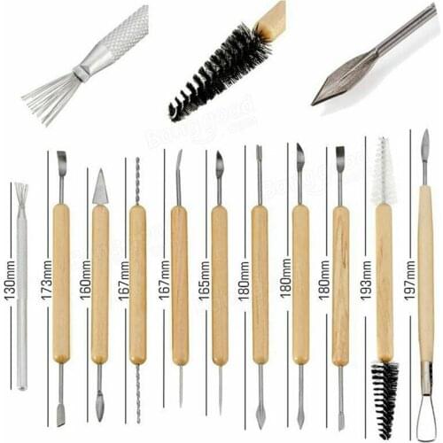 11PC Polymer Clay Sculpting Tool Set Wood Models Art Projects Pottery Tools Kit