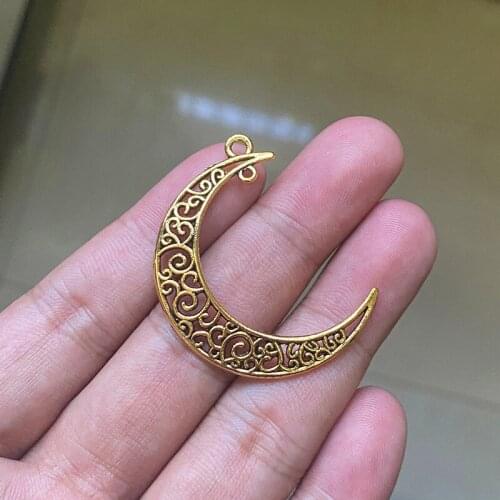 18pcs 40x32mm Moon Charms Pendants Antique Gold Tone Jewelry Making DIY Bracelet Necklace Handmade Craft Accessorie