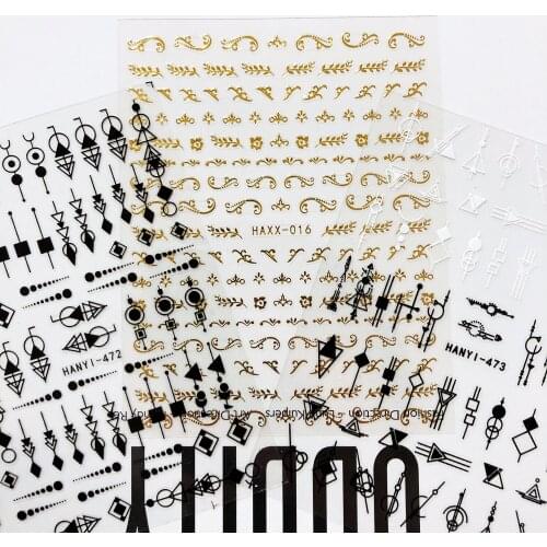 1 Sheet Newest Geometry Series design 3D nail art sticker back glue nail decals Japan type DIY decoration tools