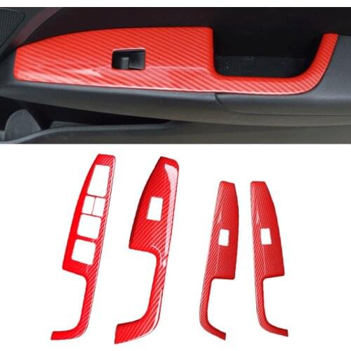 4Pcs/Set Red Car Window Lift Switch Button Panel Trim Cover Frame Decor Fit For Hyundai Elantra 2017 2018 2019 2020 LHD