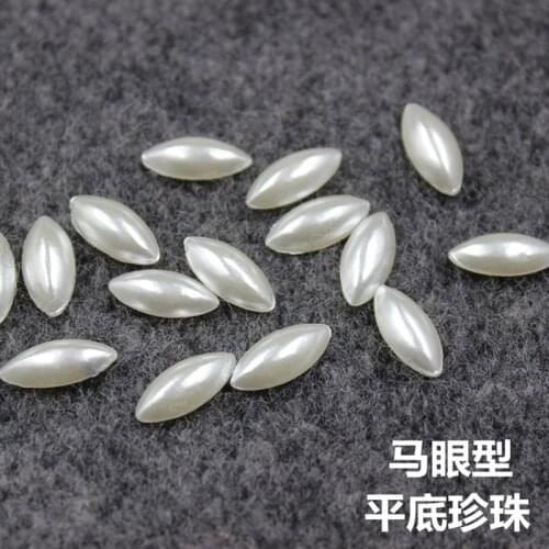 500pcs/pack 6*12mm Environmental Wear-resistant ABS Horse Eye Marquise Shape Half-flat Patch Pearl Semicircle Imitation Pearls
