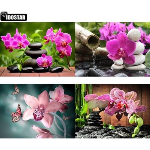 Diamond Painting Zen Orchid stone Scenery Square/Round Diamond embroidery Cross stitch Diamond Wall Painting love gift sticker