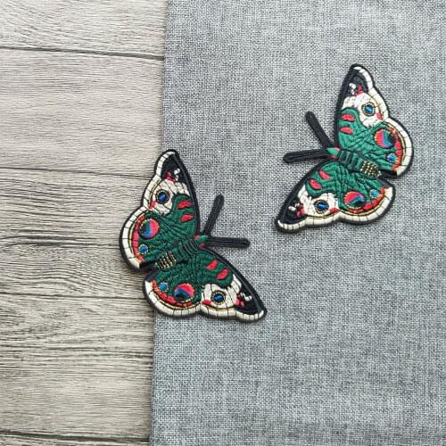 2pcs Butterfly Applique Embroidered Iron on Patches For Clothes bag Cap Shoes Fabric Sticker Badge Diy Craft Repair Decorative