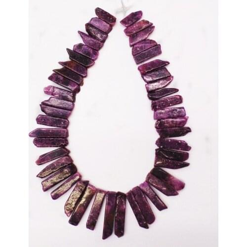 1 Strand Aboout 56x10x6mm-41x10x6mm-26x10x6mm Wholesale Natural Purple Chalite Oblong Loose Beads 15.5inch S99