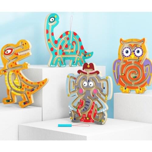 Baby Wooden Toy Montessori Toys Mobile Children Magnetic Maze Balance Board Wood Game Maze Puzzle Labyrinth Baby Toys 0-12Months