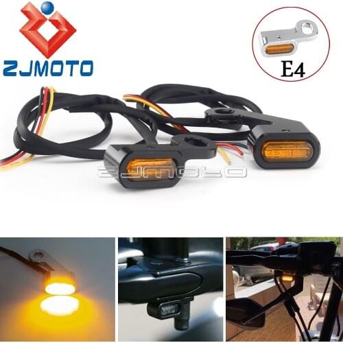 For Harley Touring Road King Street Electra Glide Softail Dyna Slim E Mark LED Turn Signal Light Running Indicator Lamp Black