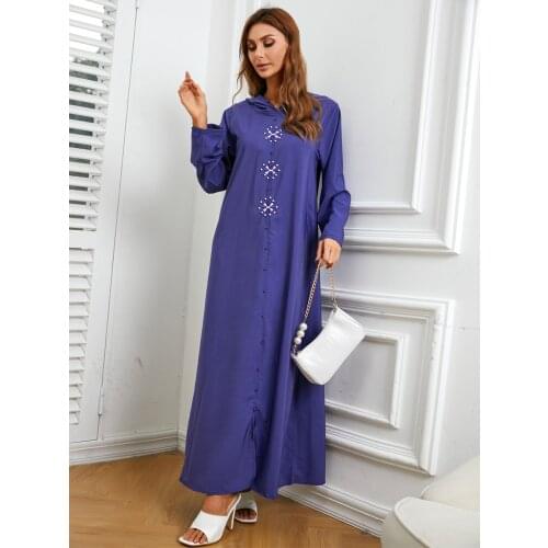 Eid Mubarak Abaya Emboridery Dubai Turkey Muslim Hijab Dress Kaftan Moroccan Islam Clothing Dresses Women Musulman Vestidos