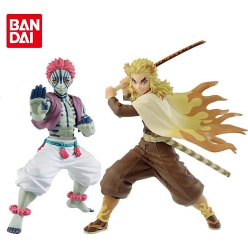 Bandai Genuine Demon Slayer Akaza Rengoku Kyoujurou Anime Action Figure Collectible Model Kids Toys Gifts for Boys Girls