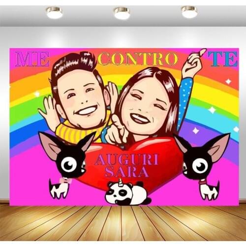 Colorful ME CONTRO TE Photography Backdrop Kids Happy Birthday Party Custom Photo Background Photo Studio Props Decor Banner