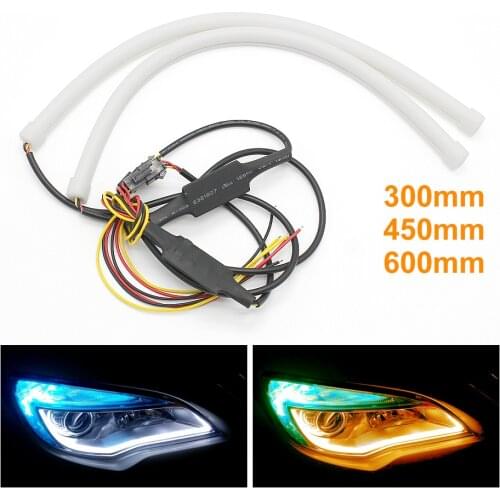 2pcs 30cm 45cm 60cm DRL Flexible Tube Strip Light Universal Auto Car Daytime Running Light Angel Eyes Turn Signal Lamp 12V