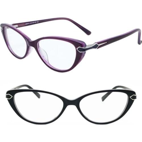 High classic acetate full-rim cateye front flexi hinge combined nickel copper side arm trendy optical glasses frames fro women