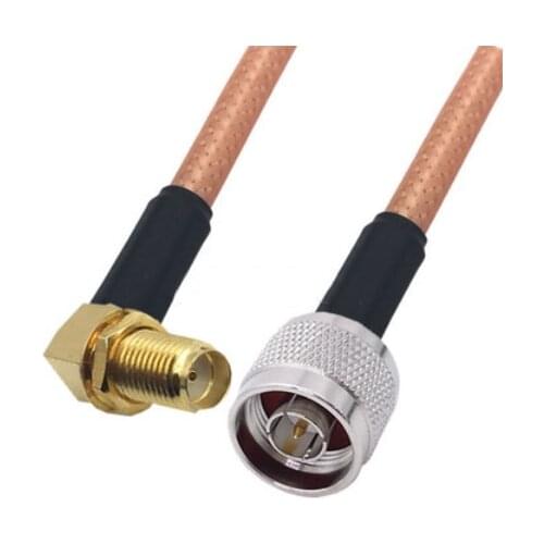 Brown RG142 Cable N Male to SMA Female Right Angle Connector RF Coaxial Jumper Pigtail Cable