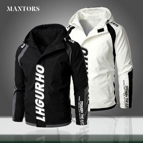New Men Jackets Cargo Casual Zipper Hooded Baseball Jackets Mens Hip Hop Windbreaker Autumn Male Vintage Coats Letter Printing