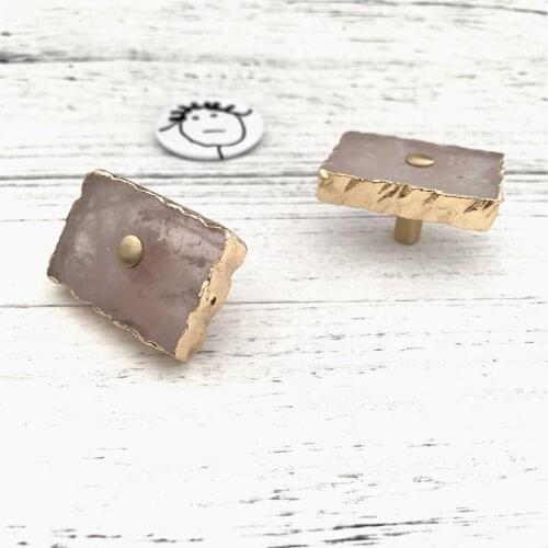 LCH Nordic Style Light Pink Crystal on Solid Brass base Cabinet Knob Drawer Pull Furniture Handles Mini Brass Knob Clothes Hook