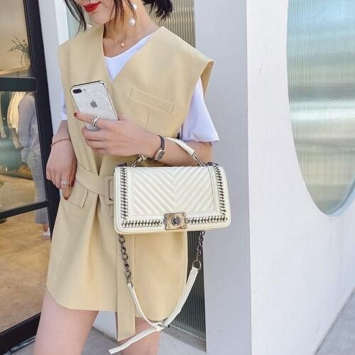 PU Leather Small Shoulder Bag Women 2021 Winter Branded Chain Designer Crossbody Bag Womens Handbags Ladies Hand Bag