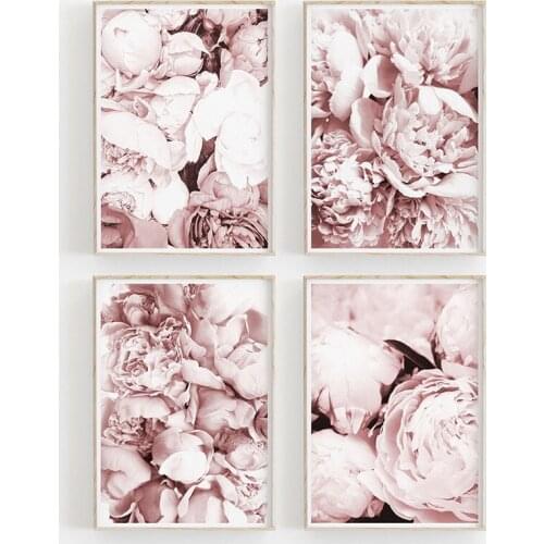 Minimalist Peony Flower Canvas Poster Nordic Blush Floral Print Wall Art Painting Scandinavian Decoration Pictures Room Decor