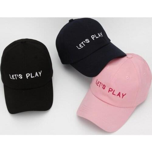 UNIKEVOW Fashion golf Cap Women Cotton Caps Women & Men LETS PLAY Solid Adult baseball Cap Black White Hat Snapback Women Cap