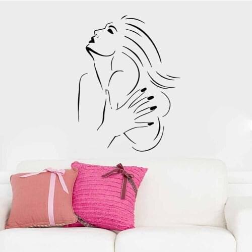 Beauty Lady Wall Decal Salon Living Room Bedroom Waterproof Vinyl Sticker Hair Nail Shop Window Wall Decor Art Wallpaper ZB250