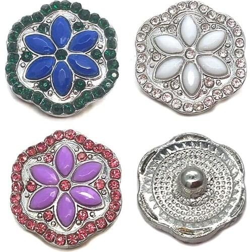 Wholesale w375 flower 3D 18mm 20mm metal snap button for Bracelet Necklace Interchangeable Jewelry Women accessorie findings