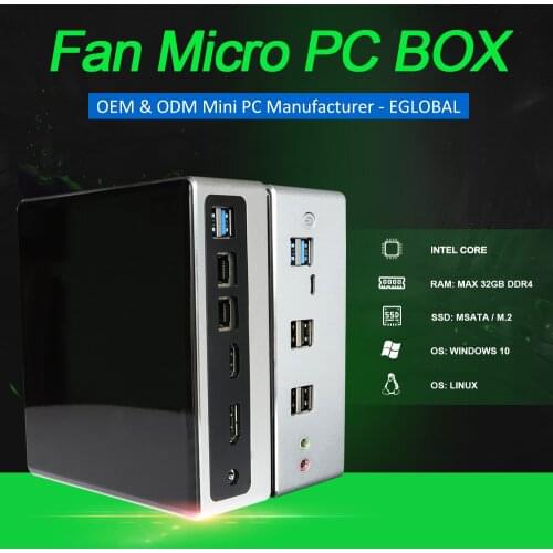 Eglobal Portable Mini Computer Intel Core i5 8250U i7 8550U Windows 10 Fan Mini PC M.2 SSD 2 RJ45 Lan DP HDMI 4K Display HTPC