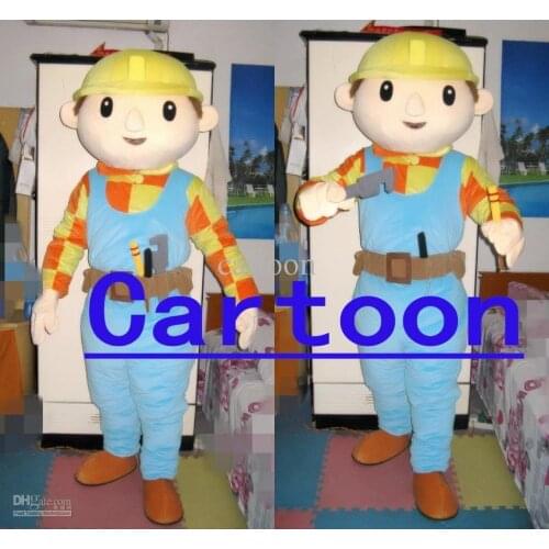On Sale , New Bob The Builder Adult Size cartoon Mascot Costume Fancy Dress Animal mascot costume free shipping