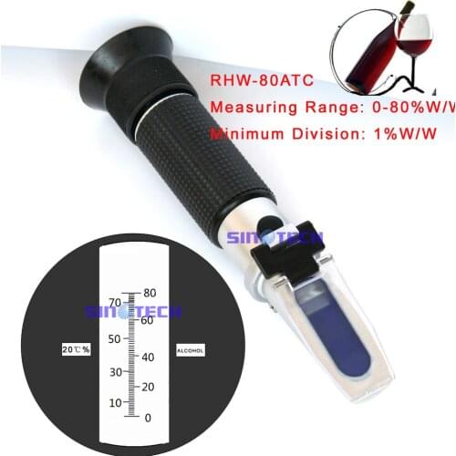 Free shipping Hand-held Wine 0-80%W/W Refractometer grape and alcohol refractometer RHW-80ATC