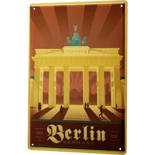 SINCE 2004 Tin Sign Metal Plate Decorative Sign Home Decor Plaques Deco City Berlin Brandenburg Gate 8X12