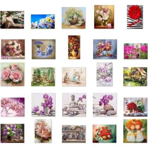 Flower Chrysanthemum Red Key cross stitch kit people 18ct 14ct 11ct canvas stitches embroidery DIY handmade needlework