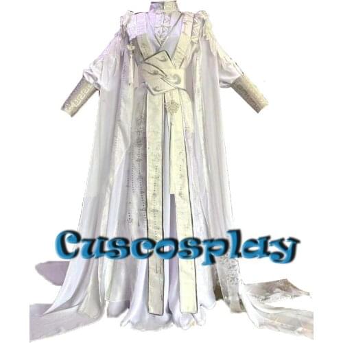 Xie Lian Cosplay Costume Anime Tian Guan Ci Fu Costumes Er Ha Chu Wanning White Hanfu Adult Unisex Outfit Full Set for Christmas