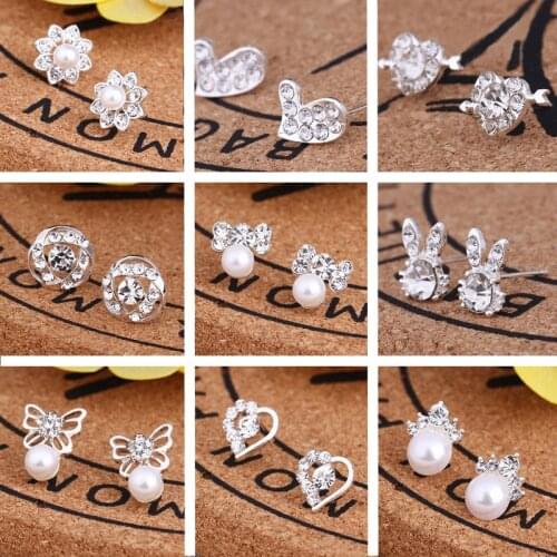 Bow-Knot Five-Pointed Star Zircon Earrings For Women Korean Temperament All-Match Geometric Pearl Earrings Fashion Jewelry 2020