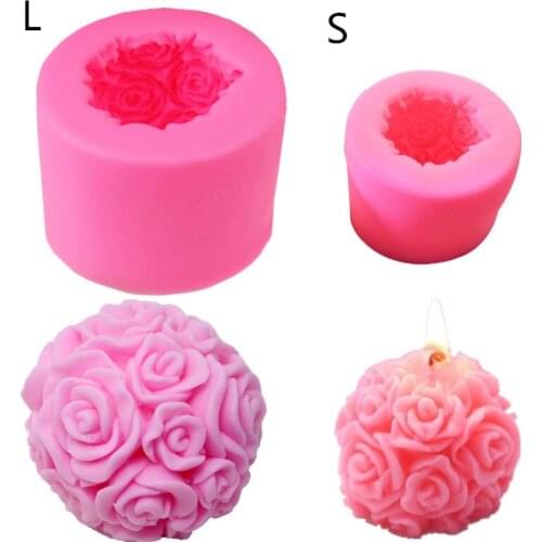 DIY 3D Rose Ball Wedding Candle Silicone Mold Aromatherapy Home Decoration Flower Handmade Candle Making Resin Mould