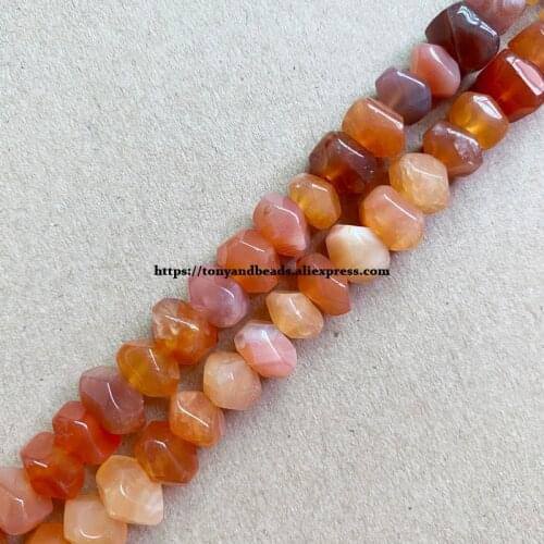 2lots more 10% off ! Semi-precious Stone Irregular Faceted Rondelle Orange Botswana 7" Loose Beads 6x11mm For Jewelry Making