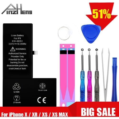 PINZHENG Real Capacity Phone Battery For iPhone X Xs XR Replacement 0 Cycle Battery For iPhone Xs Max Bateria With Tool Kit