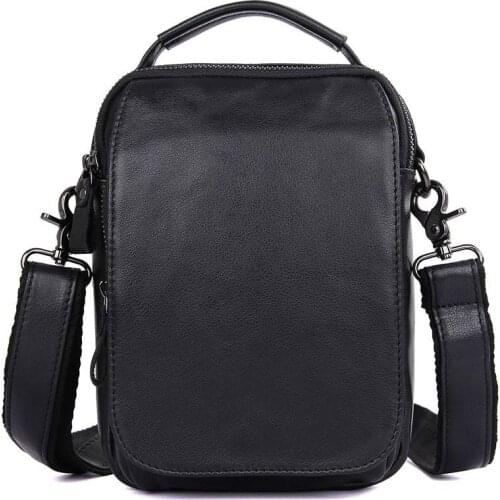 Crossbody Bags Men Cow Leather 2018Black Fashion Business Travel Vintage Brand Shoulder Messenger Small Ipad Phone Handbag Bags